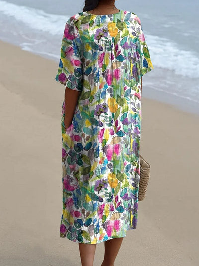 Vera – Flowing Abstract Floral Dress