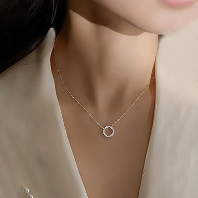 Diana – Circle Necklace with Sparkling Diamond Accents