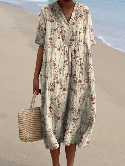 Sophia – Red Floral Pocket Dress