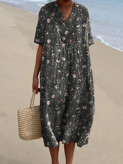 Mira – Pink Floral Dress For Petite Figures