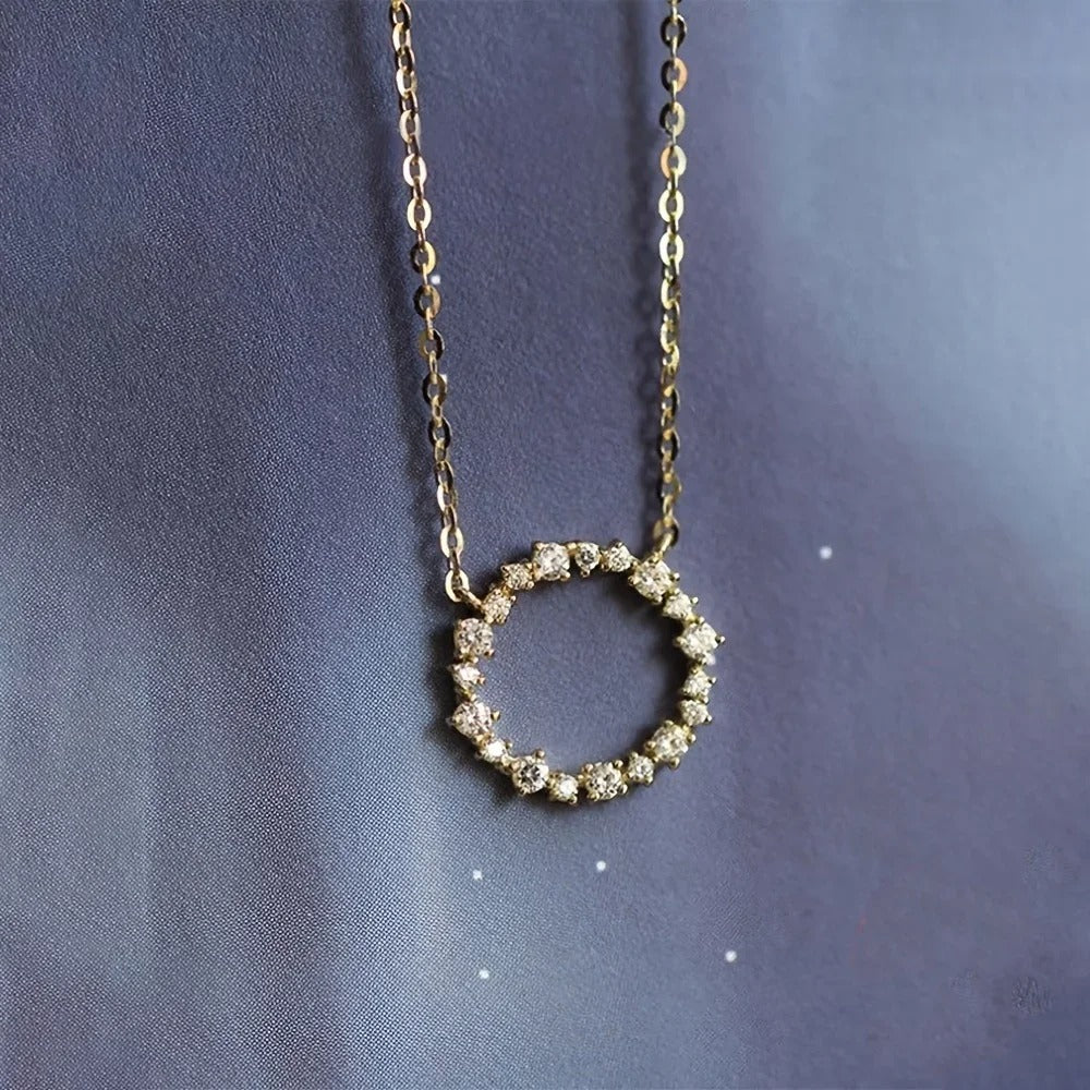 Diana – Circle Necklace with Sparkling Diamond Accents
