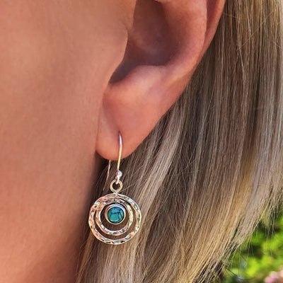 Sasha – Boho Saturn Turquoise Earrings