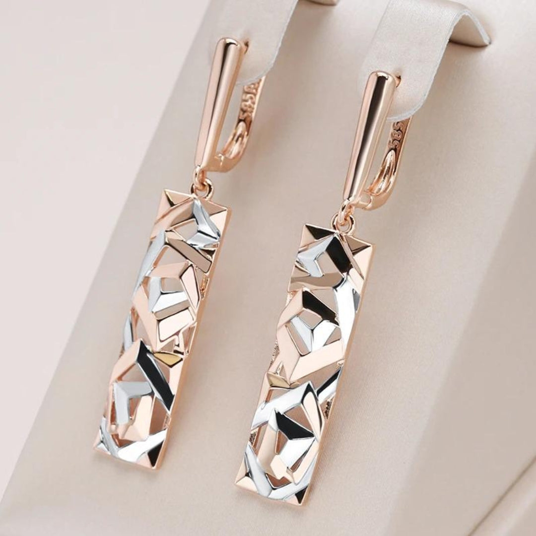 Eva – Elegant Two-Tone Earrings in Gold & Silver