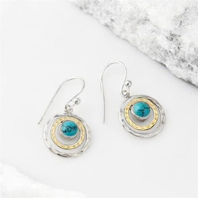 Sasha – Boho Saturn Turquoise Earrings