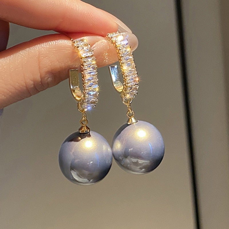 Elena – Luxury Pearl & Cubic Zirconia Earrings