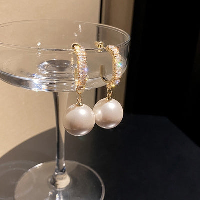Elena – Luxury Pearl & Cubic Zirconia Earrings