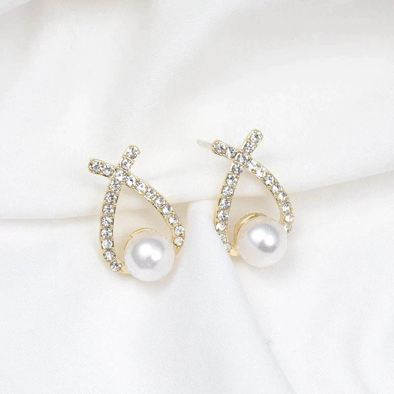 Luce – Pearl Earrings with Sparkling Accents