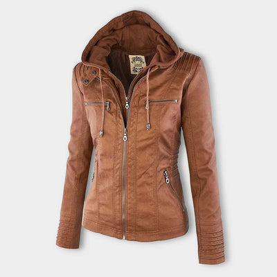 Athena – Hooded Leather Jacket