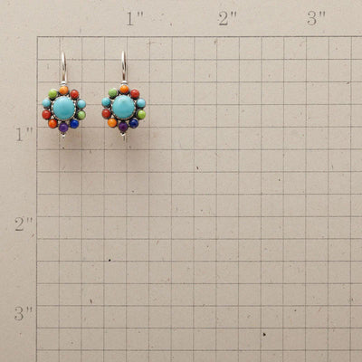 Noa – Round Earrings with Colourful Turquoise Stones