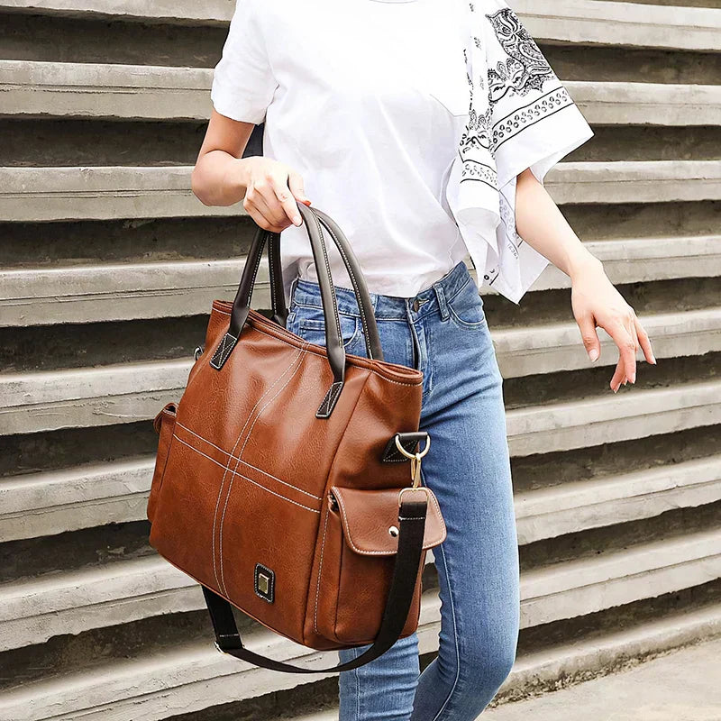 Spacious Luxury Leather Shoulder Bag