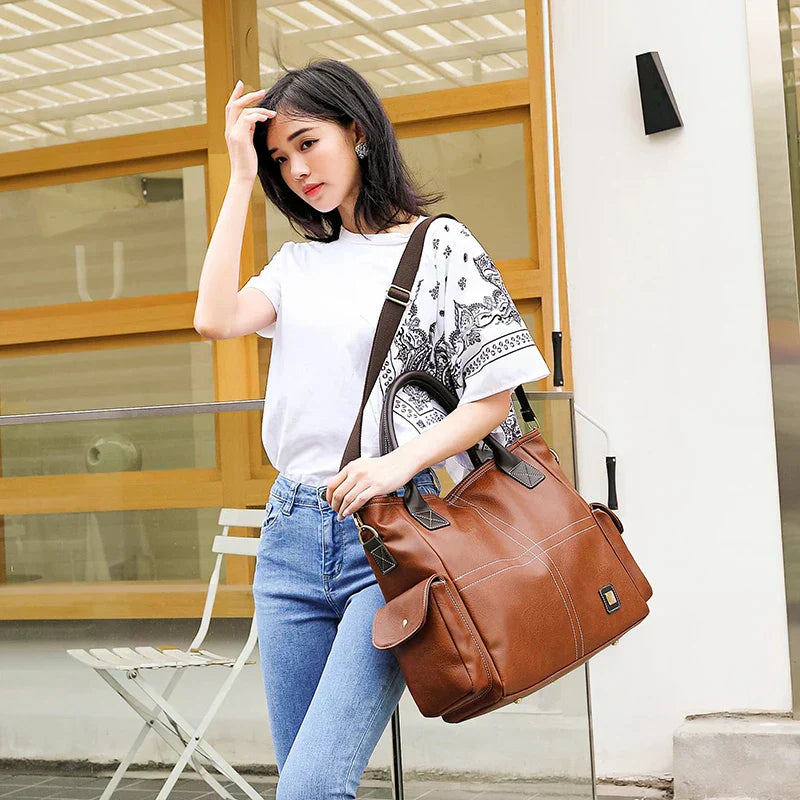 Spacious Luxury Leather Shoulder Bag