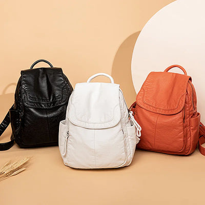 Vintage-Effect Luxury Leather Backpack