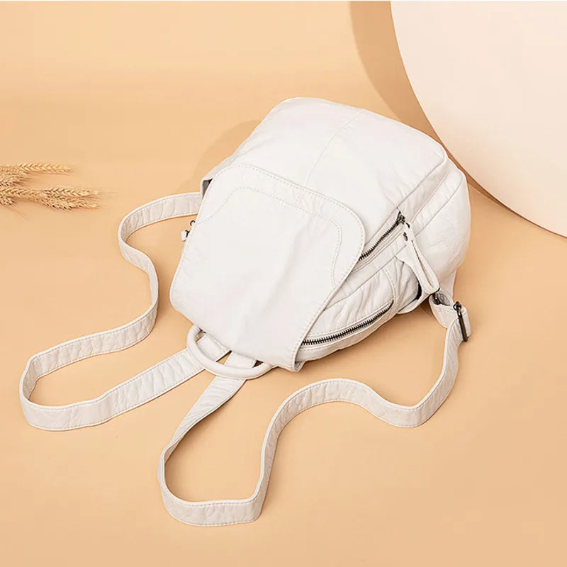 Vintage-Effect Luxury Leather Backpack
