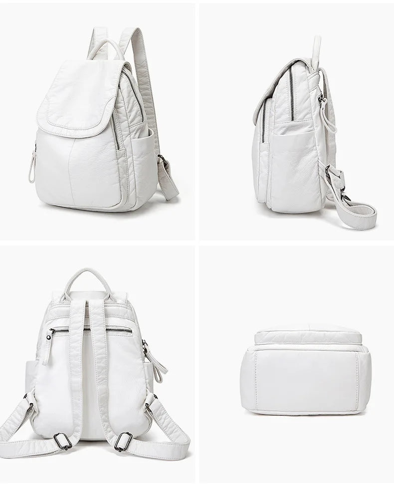 Vintage-Effect Luxury Leather Backpack