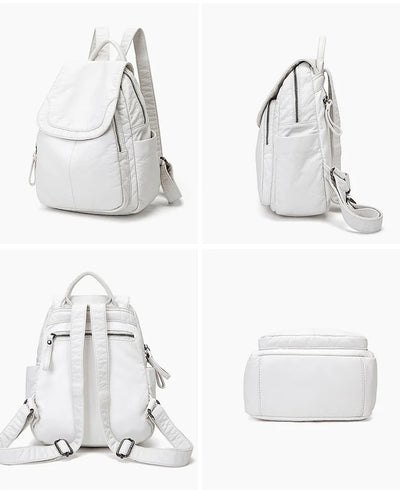 Vintage-Effect Luxury Leather Backpack