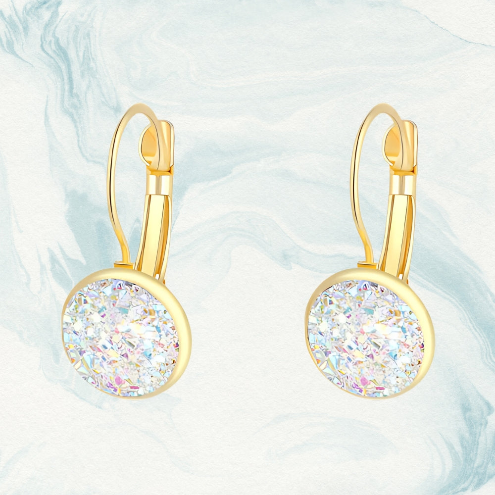 Mara – Golden Earrings with Shimmering Opal