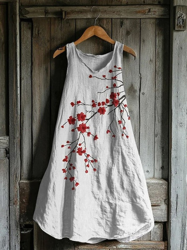 Alba – Vintage Cherry Blossom Sleeveless Dress