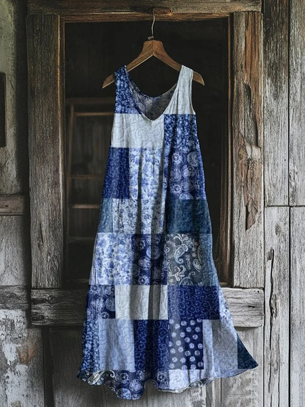Marta – Artistic Patchwork Sleeveless Dress