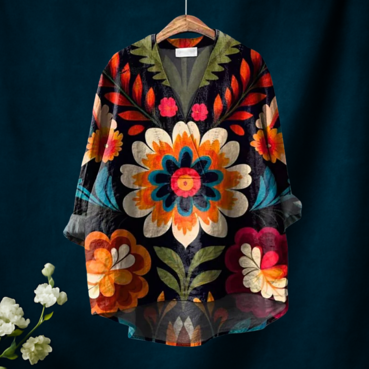 Mia – Retro Floral Blouse