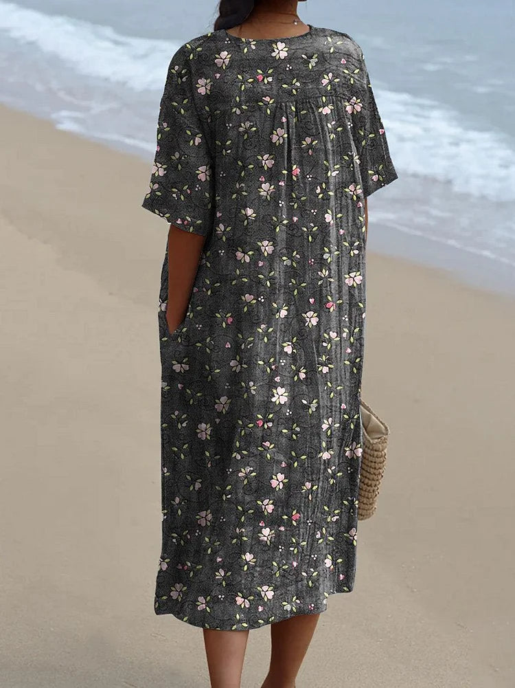 Mira – Pink Floral Dress For Petite Figures