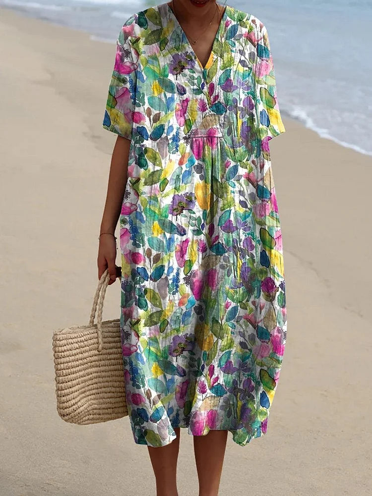 Vera – Flowing Abstract Floral Dress