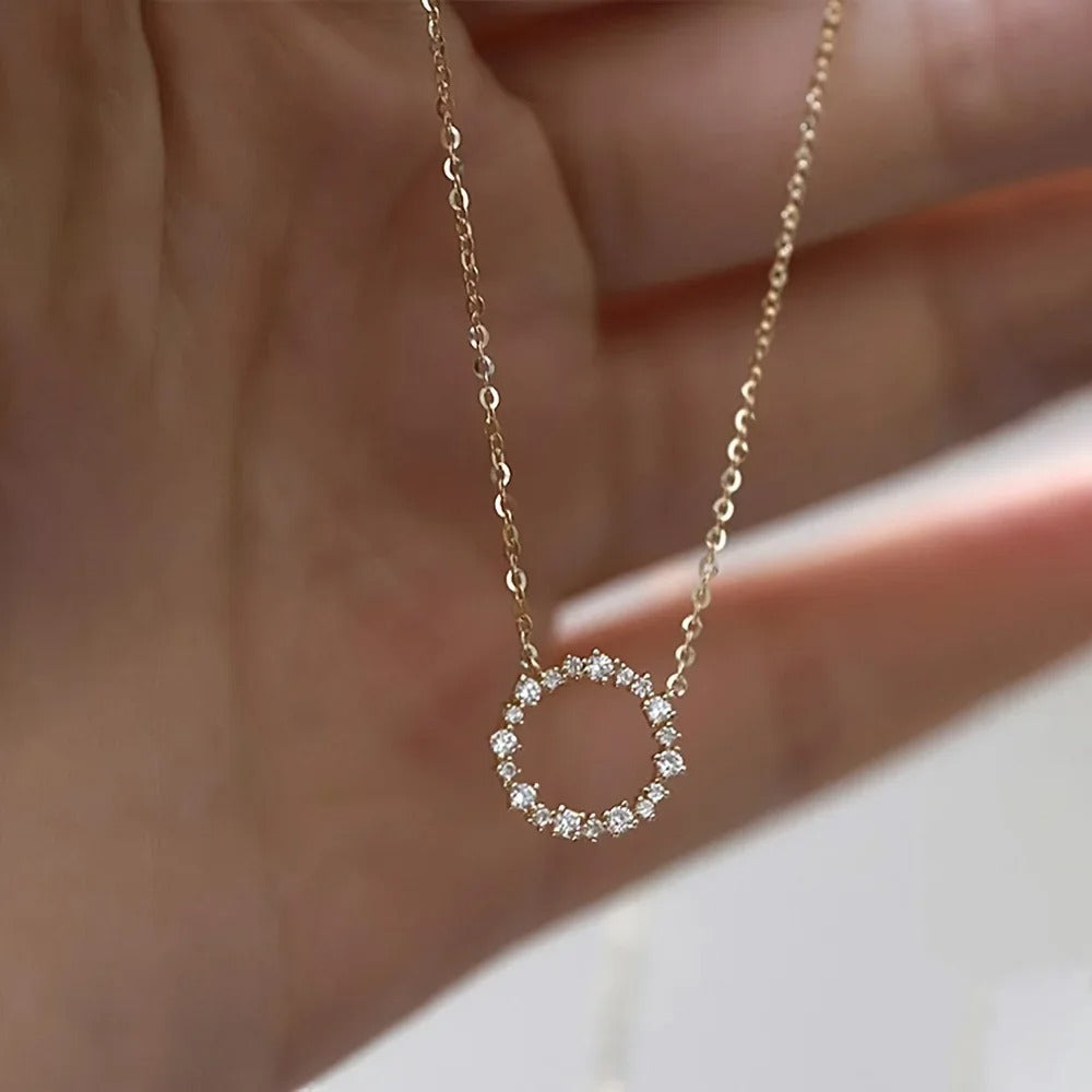 Diana – Circle Necklace with Sparkling Diamond Accents