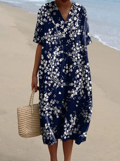 Dora – Blue And White Dress With Side Pockets