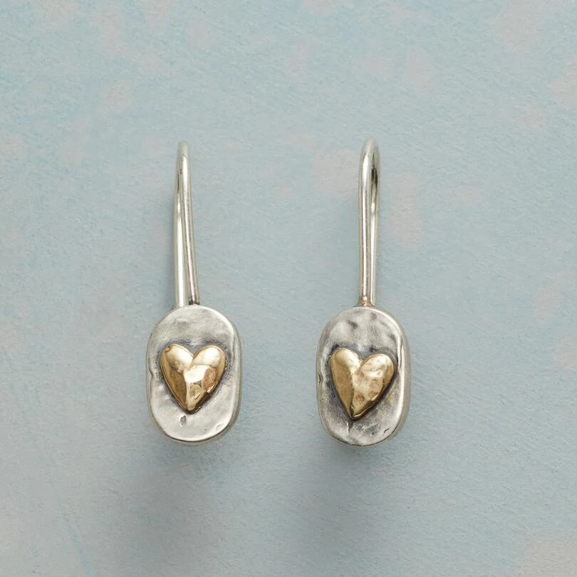 Flora – Golden Earrings with Delicate Silver Hearts