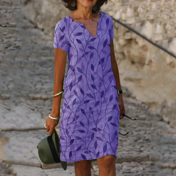 Daisy – Printed V-Neck A-Line Dress