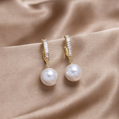 Elena – Luxury Pearl & Cubic Zirconia Earrings